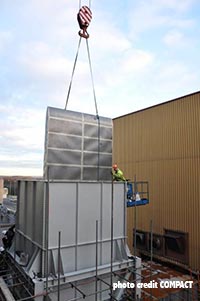 High acoustic performance duct walls: picture of a gas turbine exhaust stack (under construction)