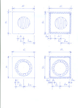 120 silencer of square cross section with central splitter of round cross section