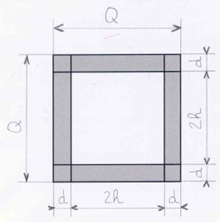 Silencer of square cross section (duct with 4-side sound absorbing lining)