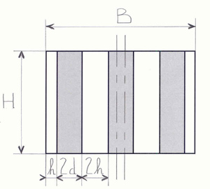 Dissipative silencer with a rectangular cross-section (splitter silencer)