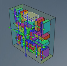 Dissipative silencer with splitter baffles with alternate orientation - modeling