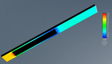 Dissipative silencer with splitter baffles with alternate orientation - spatial pressure distribution basing the determination of the total pressure loss