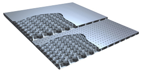 Hybrid resonator combining 2 cavities, a perforated plate, and a non-perforated plate for sound absorption/attenuation
