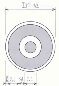 Geometric parameters for the C1½ mounting (silencer with sound absorbing lining in the form of a ring, with extreme airway modeled using SILDIS<sup>®</sup> software)