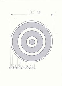 Paramètres géométriques pour le montage C2½ (silencieux avec revêtement absorbant sous la forme de 2 anneaux concentriques, avec voie d’air d’extrémité modélisé avec le logiciel SILDIS<sup>®</sup>)