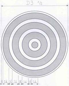 Paramètres géométriques pour le montage C3½ (silencieux avec revêtement absorbant sous la forme de 3 anneaux concentriques, avec voie d’air d’extrémité modélisé avec le logiciel SILDIS<sup>®</sup>)