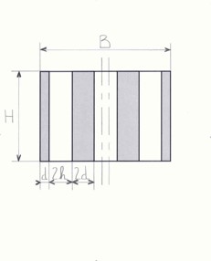 Geometric parameters for the R mounting (rectangular silencer with splitter baffles modeled using SILDIS<sup>®</sup> software)