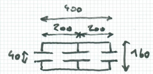 Esquisse (dessin à la main) de la chambre d’expansion double de l’exemple de calcul avec le logiciel SILDIS<sup>®</sup> considéré